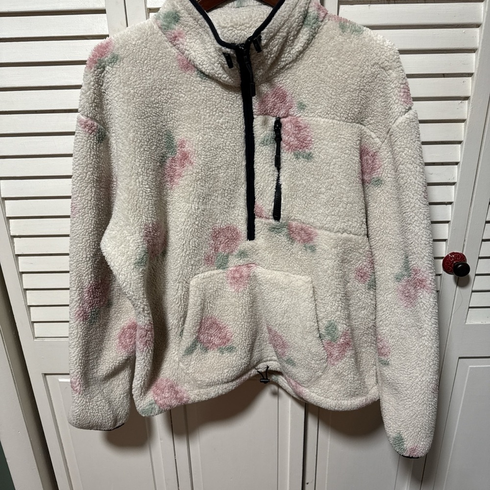 PINK Victoria's Secret Floral Teddy Jacket - Cream and Pink